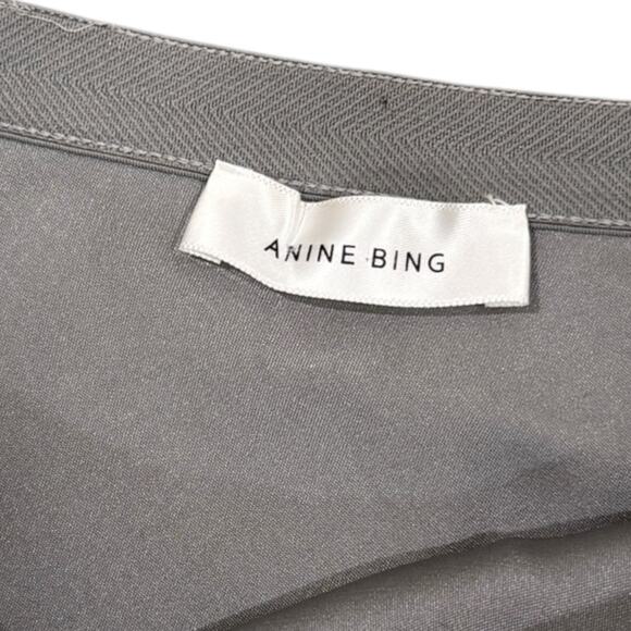 Anine Bing Bailey Silk Skirt In High Rise Silver - Picture 4 of 9